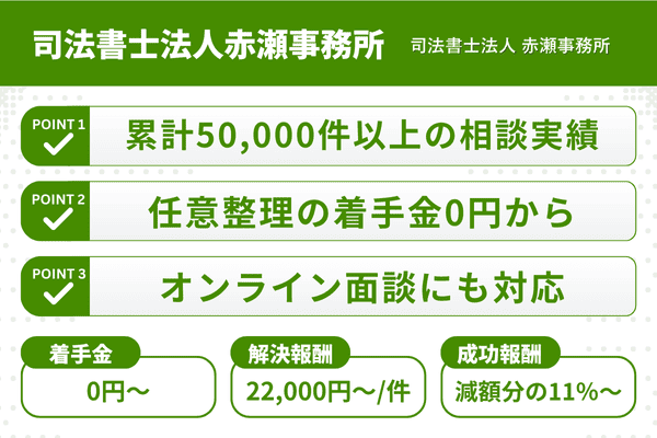 司法書士法人赤瀬事務所の3つの強みと任意整理の費用