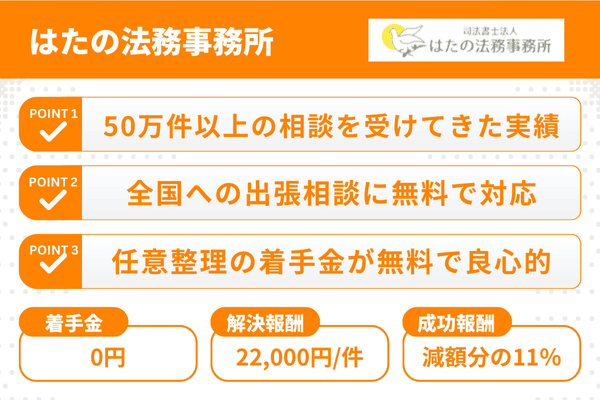 はたの法務事務所の3つの強みと任意整理の費用