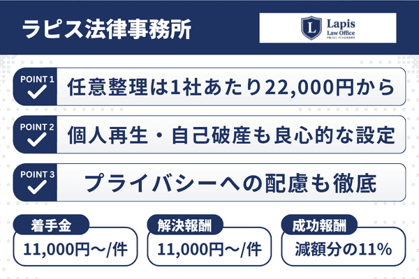 ラピス法律事務所の3つの強みと任意整理の費用