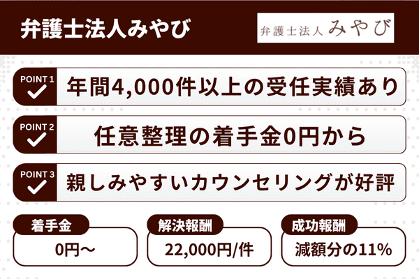 弁護士法人みやびの3つの強みと任意整理の費用